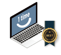 특허받은 1회성 자동 로그인 시스템 BEST - 노트북 화면에 1 time 텍스트와 베스트 뱃지
